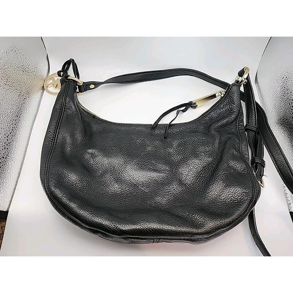 Michael Kors Black Pebbled Leather Hobo Handbag